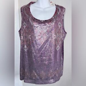 NWT Cato Purple Sequin Print Tank Women XL